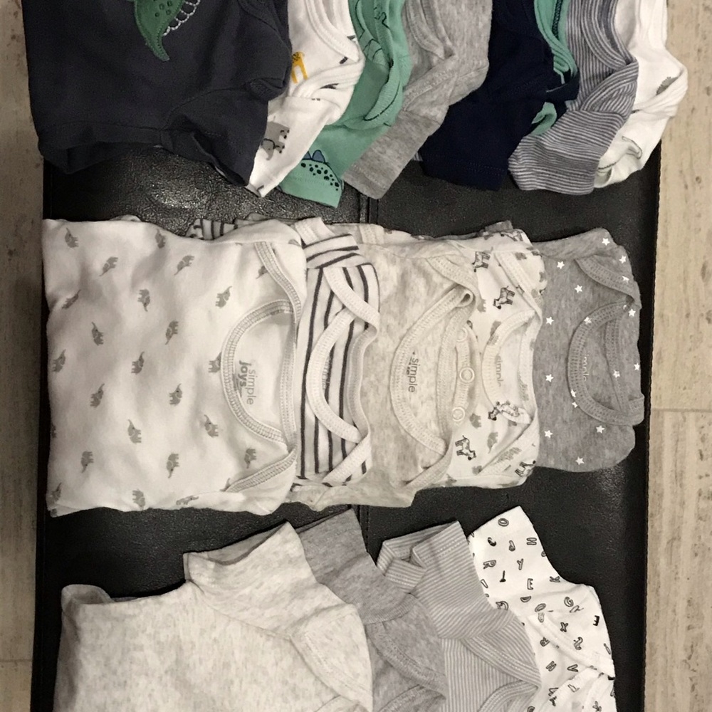 Baby boy onesies lot of 17, newborn and 3 months